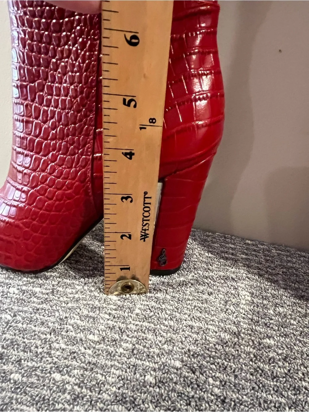 Sam Edelman Women’s Raakel Red Croc-Embossed Over-the-Knee Pointed Toe Boots